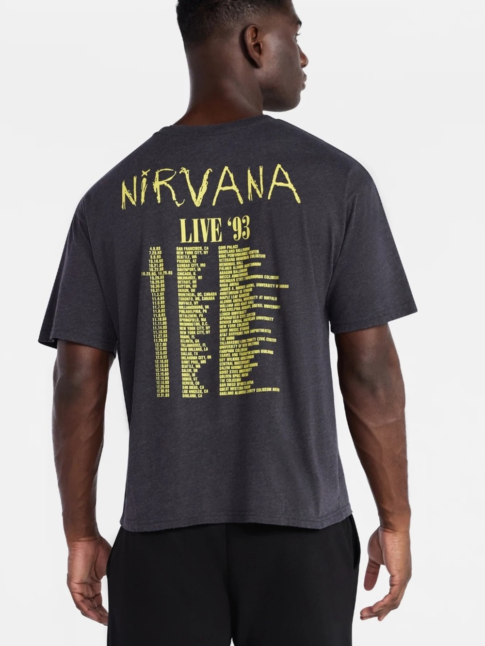 NIRVANA gray Short Sleeve Tee with Yellow Smiley Logo - Picture 3 of 6